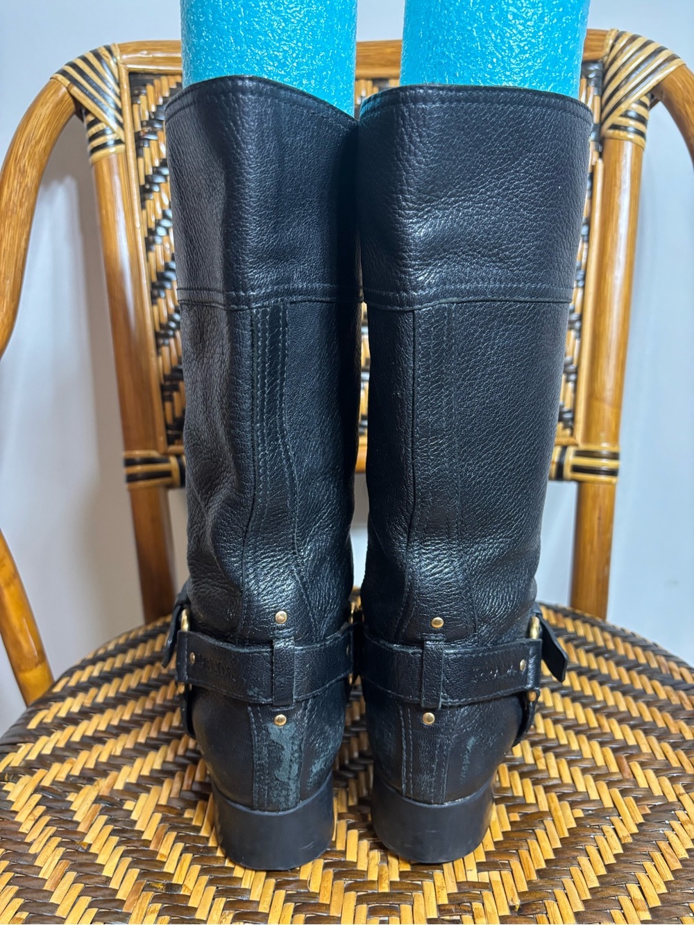 Prada Sport Leather Moto Boots Harness Biker 39 1/2 9.5 - Picture 4 of 10